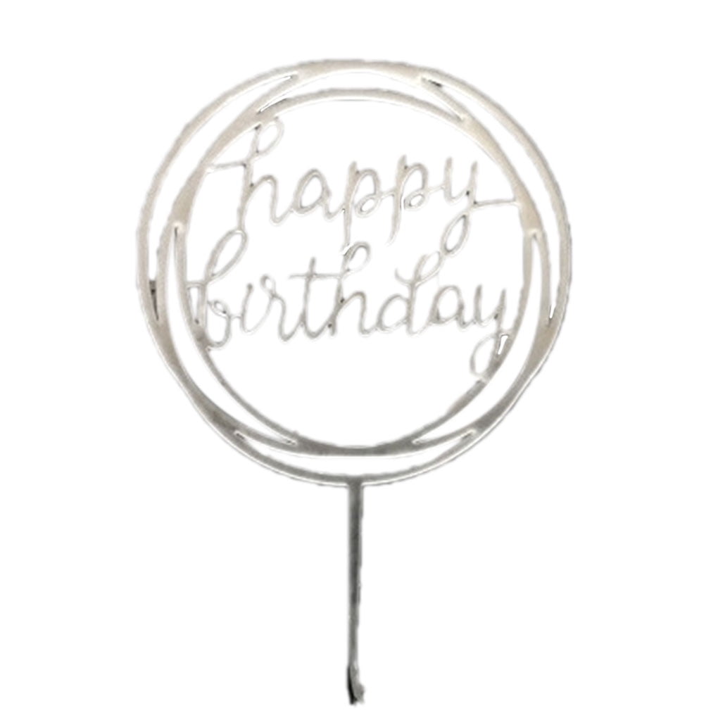 Gankmachine Round Happy Birthday Letter Cake Topper Acrylic DIY Cupcake Cake Smash Candle Party Handmade Stick 