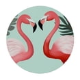 thumbnail image 2 of JEUXUS  Flamingo Pink Table Cloth Leaves Wild Animal Tropical Plant Palm Tree Vibrant Nature Round Tablecloth 60 Inch for Dining Room, Party, Banquet, 2 of 7