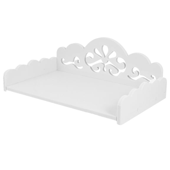 CRILSTYLEO 1Pc Decorative Hollow-Out Storage Rack White Wall Shelf for Books Plants and Sundries