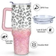 thumbnail image 3 of Pink Sequin Gradient Leopard Print 40 Oz Tumbler with Handle Lid and Straw, Stainless Steel Double Walled Vacuum Insulated Cup, Cute Birthday Gifts Tumbler for Women Men Friends, 3 of 7