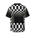 thumbnail image 2 of KLL 3d Black and White Checkerboard Print Men's Shirt Short Sleeve Button Down Summer Cuba Beach Shirts- X-Large, 2 of 7