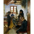 thumbnail image 2 of Oscar Björck 12x14 Gold Ornate Wood Frame and Double Matted Museum Art Print Titled - In the Village School (1884), 2 of 4