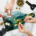 thumbnail image 4 of Landscape Cutting Board, Mountain Lake in Northern Germany Frozen Peaks Water Winter Season Life, Decorative Tempered Glass Cutting and Serving Board, Wine Bottle Shape, Green White, by Ambesonne, 4 of 5