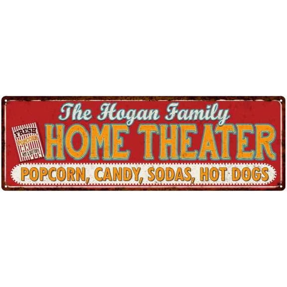 The HOGAN Family Home Theater Sign Gift 6x18 Metal Movies Decor 106180100488
