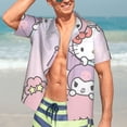 thumbnail image 3 of Lsque Sanrio Pattern Hawaiian Shirt for Men Unisex Summer Beach Casual Short Sleeve Cotton Linen Button Down Shirts-X-Large, 3 of 6