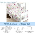 thumbnail image 2 of Sweet Floral Friends Baby Elephant Turtle 3 Piece White Pink Grey Cotton Toddler Sheet Set, 2 of 7