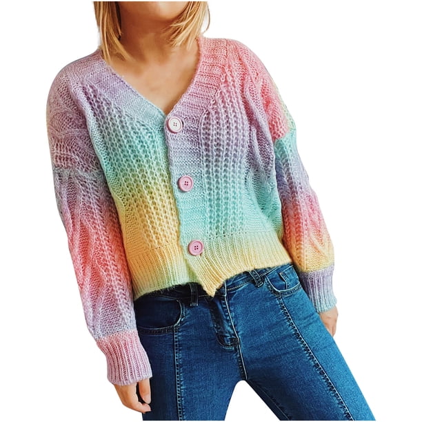Moda mujer Casual cuello en V manga larga otoño suéter cárdigan blusa botón Pullver Tops Pompotops hdfakjf11695