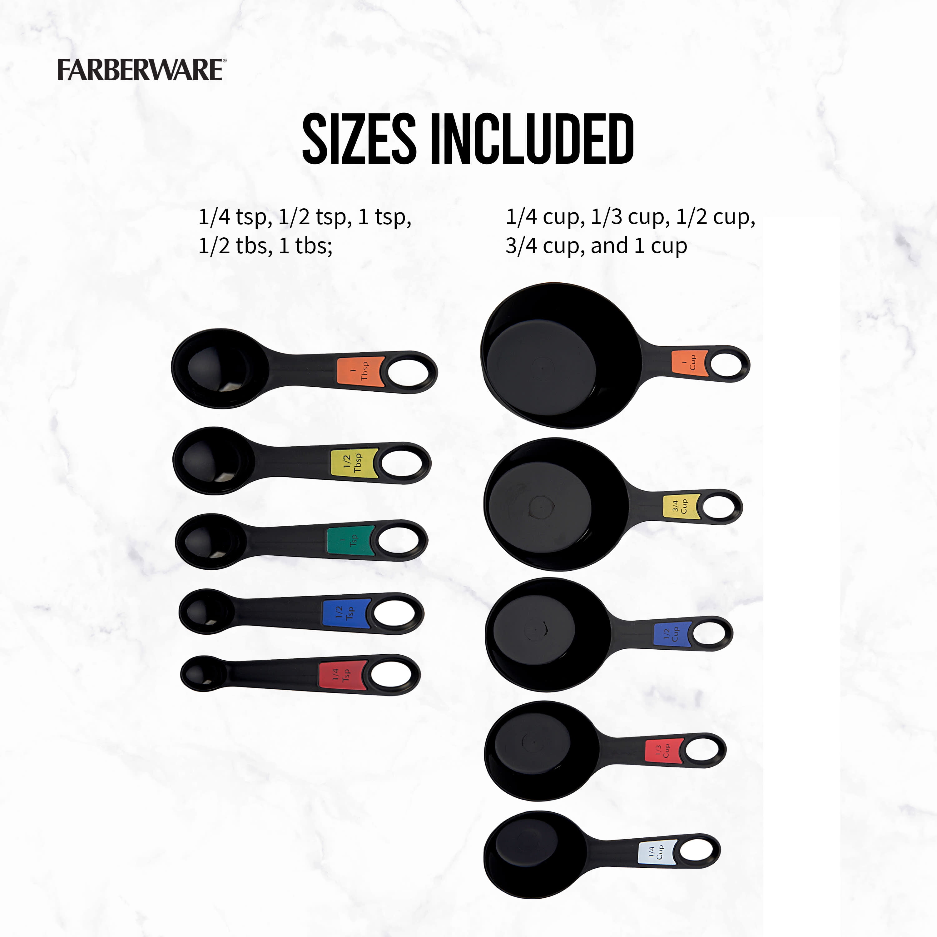 Farfi 1 Set Measuring Spoons Easy to Clean Stackable Plastic Baking Cooking  Weighing Scoops Cups for Kitchen (size L)