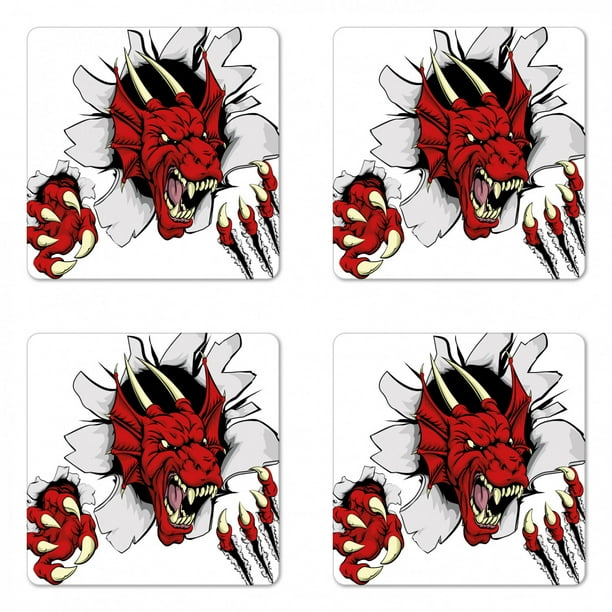 Dragon Coaster Set of 4, Retro Pop Art Comic Strips Wild ...