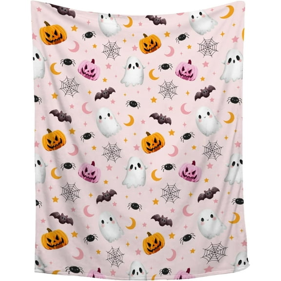 Halloween Blanket Gifts - Cute Ghost Pumpkin Blanket - Halloween Decor Blanket for Couch,Sofa,Bed,Living Rooms - Halloween Ghost Blanket Gifts for Girls Boys - 40"x50"-Kids/Throw Size