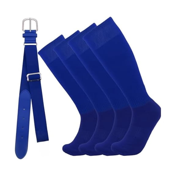 Eryueer2 Pair Baseball Socks and Belt Set for Youth Adult Softball Socks Men Strenchy Baseball Belt Combo