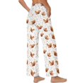 thumbnail image 7 of SCRAWLGOD Squirrel Floral Print White Women’s Palazzo Trousers Pants with Adjustable Tie Knot High Waisted Wide Leg Daily Trousers Comfy Elastic Flowy Slacks with Side Pockets, S, 7 of 7