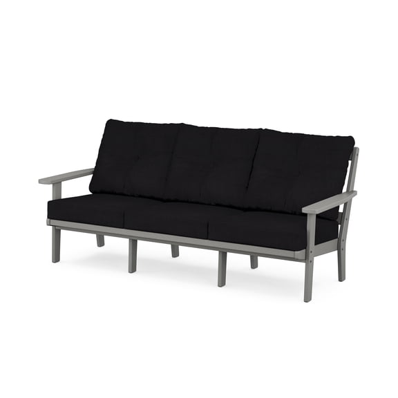 POLYWOOD Prairie Deep Seating Sofa in Slate Grey / Midnight Linen