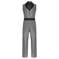 thumbnail image 4 of TiaoBug Men's Retro 70s Outfit Disco Dance Jumpsuit Sleeveless Shiny Metallic V-Neck Bodysuit Clubwear Silver L, 4 of 7