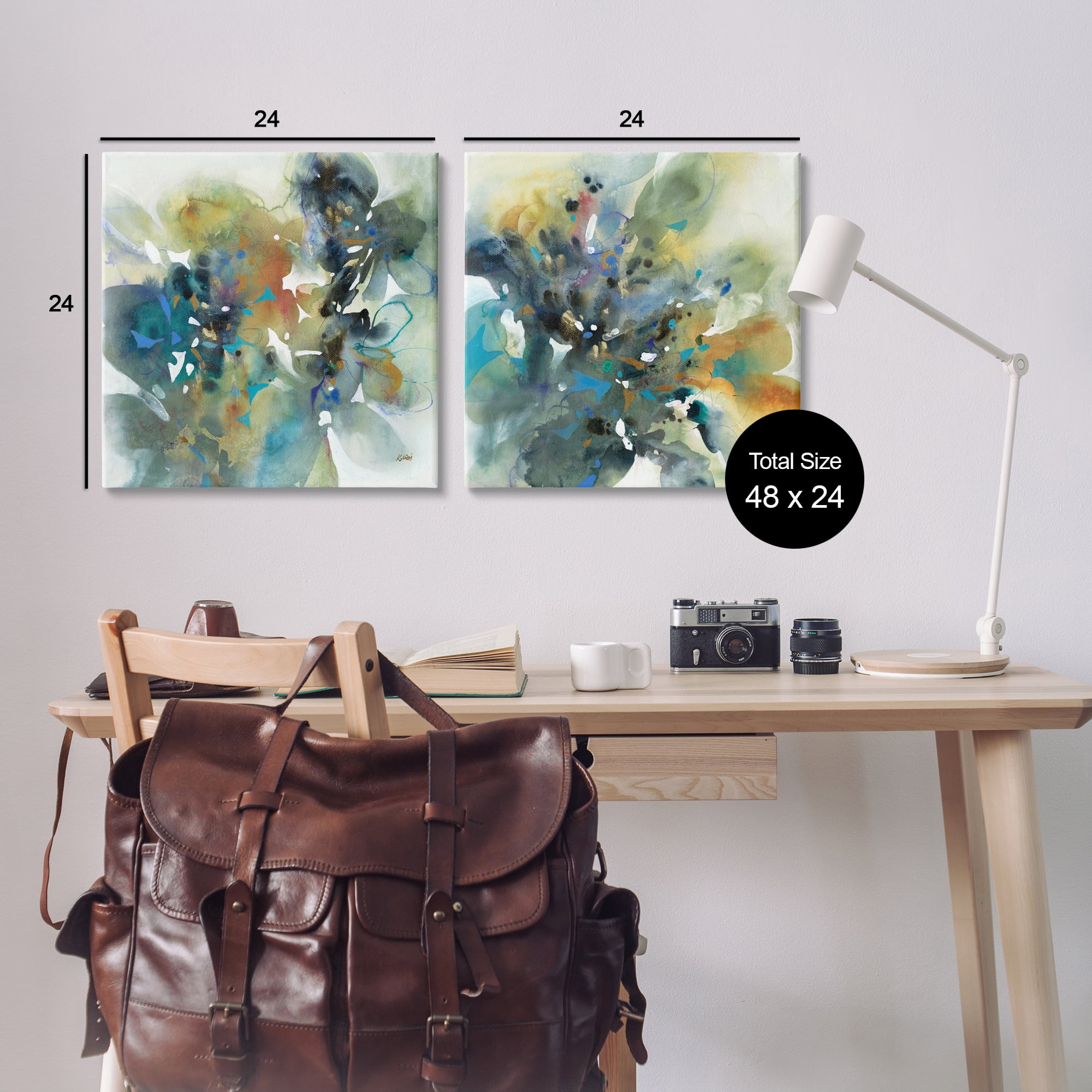 Stupell Industries Layered Faded Abstracts Abstract Painting Wrapped Canvas Art Print Wall Art, 24 x 24, Set of 2
