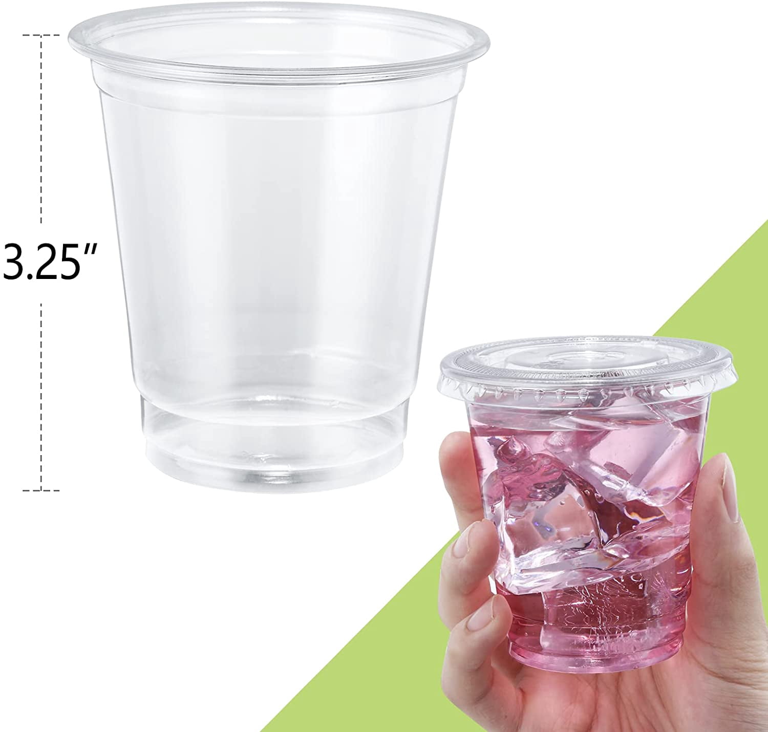 JJEAN-Disposable Plastic Cups with Lids 8 oz Clear Plastic Cups 50 Pack, Cold Drink Containers Party Cups for Beverage Coffee Soda Juice Smoothie