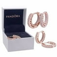 thumbnail image 4 of PANDORA Heart Hoop Earrings - Great Gift for Women - Stunning Women's Earrings - 14k Rose Gold & Cubic Zirconia - 1.7 mm, 4 of 5