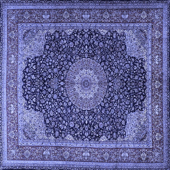 Ahgly Company Indoor Square Medallion Blue Traditional Area Rugs, 5' Square