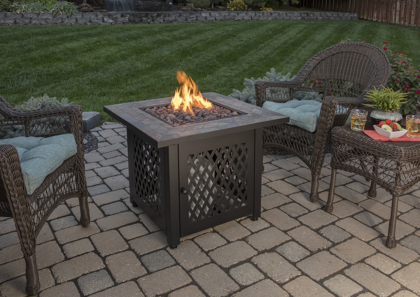 Endless Summer Decorative Slate Tile Mantel LP Gas Outdoor Fire Pit | GAD1429SP