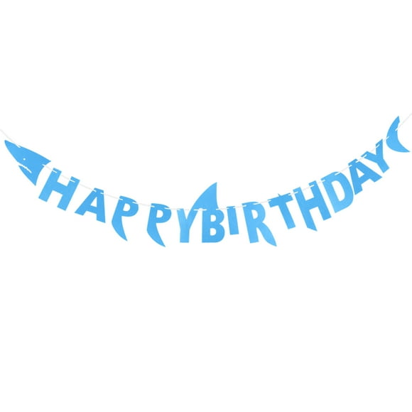 KAKOWELY Happy Birthday Shark Banner Nonwovens Bunting Banner Hanging Garland Decoration Party Supplies,9.45"X6.3"X0.08"
