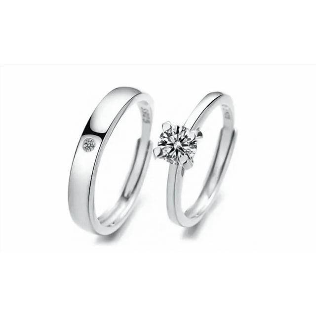 2 Anillos Duo Promesa Modelo Plata
