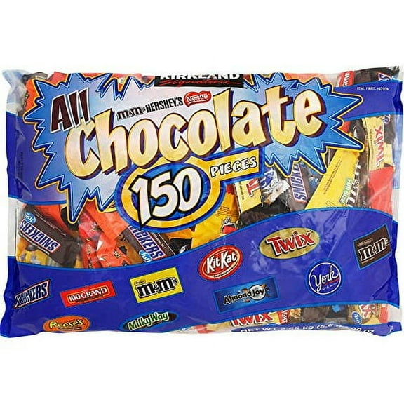 Kirkland Signature All Chocolate Candy Pieces Bulk Assortment for Halloween, Parties, School: 150 Pcs (5.6 lbs)