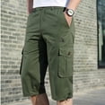 thumbnail image 2 of HOOMEUMY 2025 Summer Cargo Shorts for Men Loose Fit Multi-Pocket Capri Pants Stretch Lightweight Cotton Linen Cropped Trousers Army Green XXL, 2 of 9