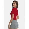 thumbnail image 3 of Women's Basic Teen Tee Workout Crewneck Short Sleeve Slim Fitted Casual Crop Top, 3 of 6