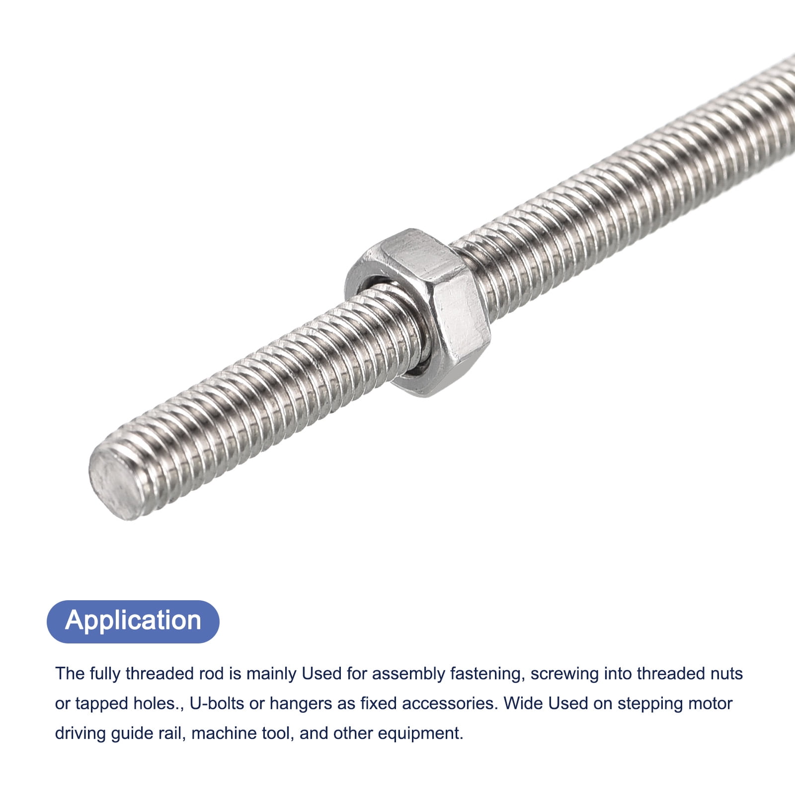 Uxcell 12Pack M5 x 250mm Fully Threaded Rod w 12Pack Hex Nuts, 0.8mm Pitch 304 Stainless Steel Right Hand Threaded Rod