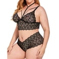 thumbnail image 3 of Gibobby Conjunto de lencería de encaje Conjunto de Lencería de Malla, Elegante Conjunto de Lencería con Bordado de Bloques de Color Ajustable para Mujer para Luna(Negro, 4XG), 3 of 5