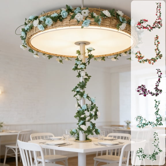 CuiLiyq 98.4" Artificial Rose Vine, Fake Flower Garland Silk Hanging Vine, for Wedding Arch, Garden Tea Party Backdrop Room Decor and Home Decoration Outdoor Wall Decor (Blue)