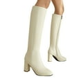 thumbnail image 4 of RUIYANQI Women's Knee High Boots Side Zipper Block Heel Faux Leather Dress Booties Trendy Fall Winter Fashion Footwear Elegant Party Shoes Beige Women Sandal, 4 of 4