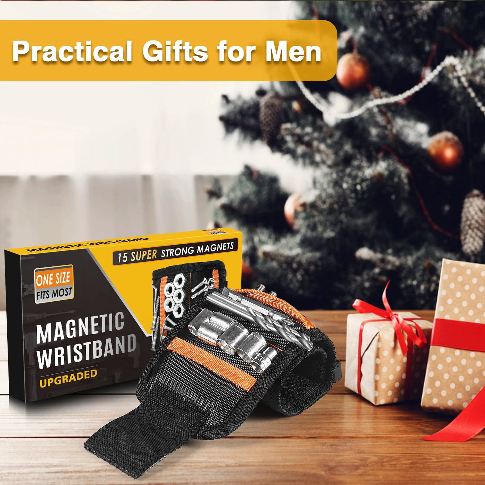 HuanQiuSensmart Magnetic Wristband Tool Holder – 5 Rows, 15 Strong Magnets – Ideal Gift For Men, Dad, DIYers - View #6