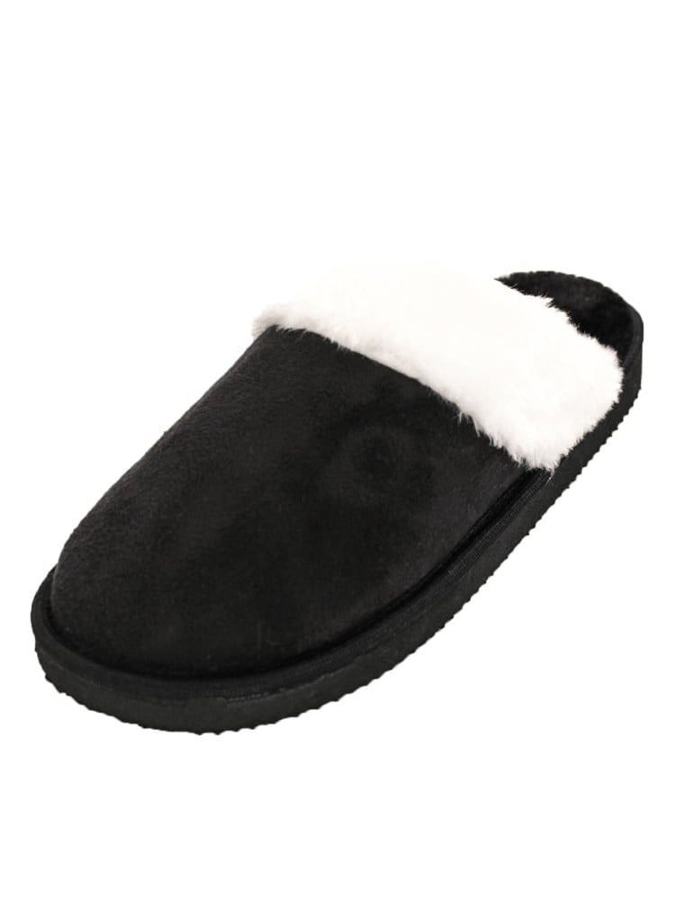 Fluffys EMMA Ladies Womens Warm Comfortable Fleecy Slip On Mule Slippers Black 