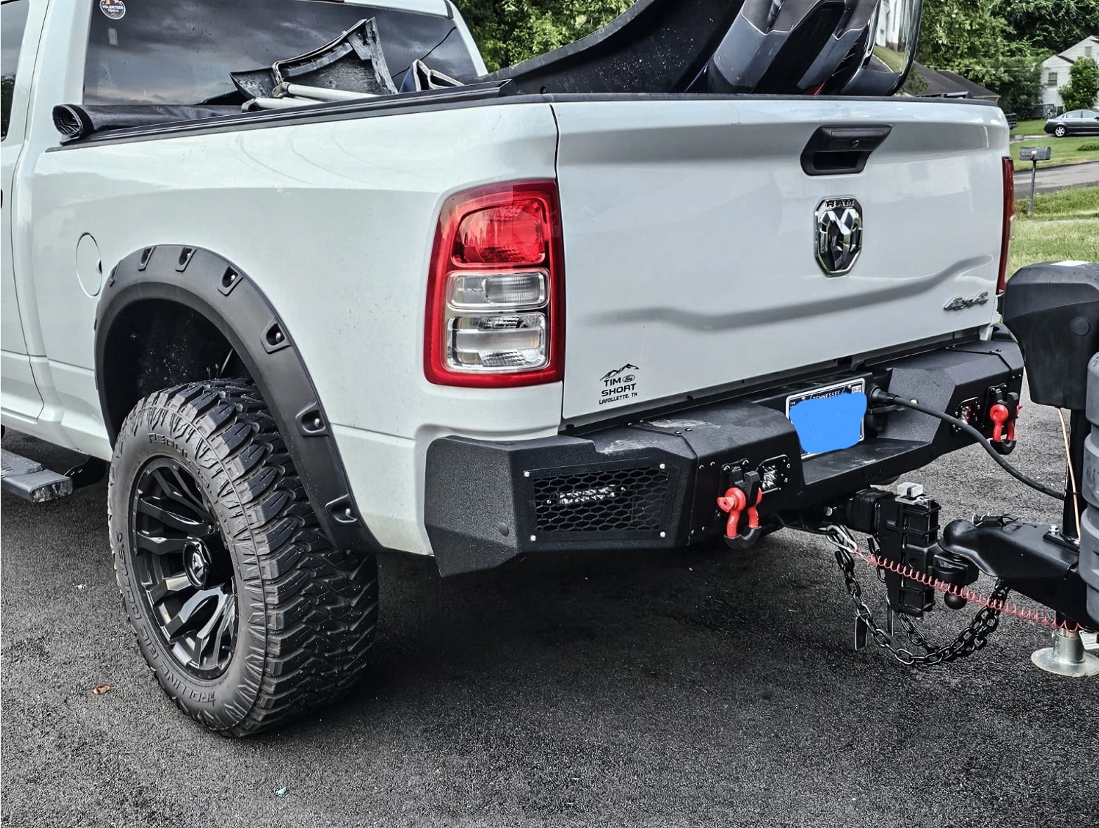 Vijay Compatible with 2019-2020-2021-2022-2023-2024-2025-2026 Dodge RAM 2500/3500 Front and Rear Bumper Textured Black Steel with Light and D-ring