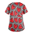 thumbnail image 5 of Hearthz Plus Size Valentines Scrub Top Heart Printed V Neck Short Sleeve Nursing Work Uniforms Stretch Womens Tops Work with Pockets S-5xl, 5 of 5