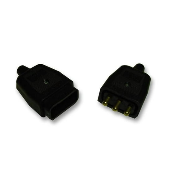 PERMAPLUG - 10A Rewireable 3-Pin Plug & Socket In-Line Power Connector, Black
