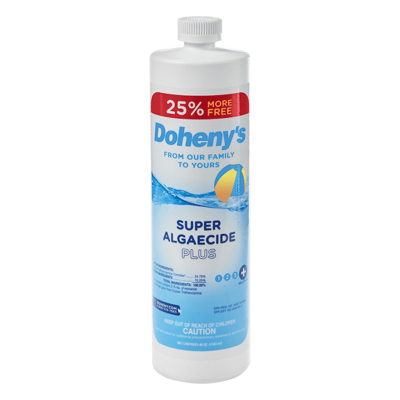 Doheny’s Super Algaecide Plus Pool Algaecide, 7.1% Chelated Copper Formula, Effective Against Most Algae Types, Non-Foaming No-Clouding Treatment, Safe to Swim After Use, 40 oz Bottle