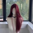 thumbnail image 3 of Xiao Hua Peluca larga y recta, 1 pieza de peluca roja sin encaje, peluca sintética recta resistente al calor, peluca completa colorida, adecuada para el estilo de uso diario., 3 of 4