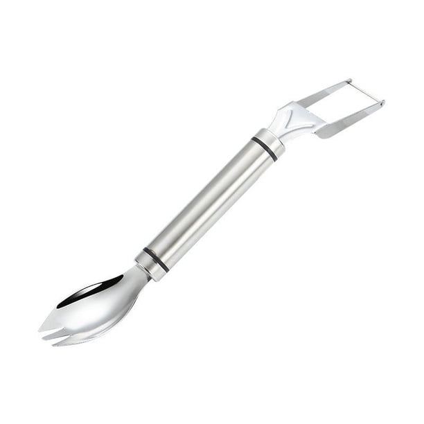 Pisexur Batería de cocina Cortador de sandía 3 en 1, tenedor y rebanador de sandía, artefacto para cortar sandía de verano, tenedor de fruta de acero inoxidable, cuch para la cocina del hogar