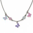 thumbnail image 3 of Sterling Silver Polished Enameled Floral & Butterfly Necklace 14 Inch, 3 of 3