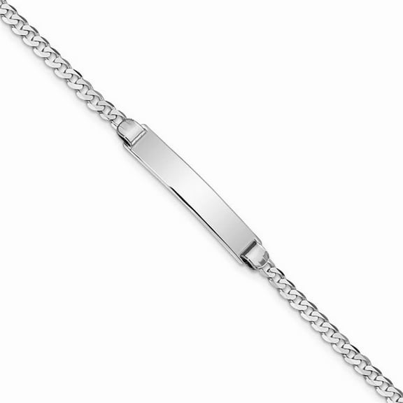 Primal Gold 14 Karat White Gold Flat Curb Link ID Bracelet