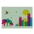 thumbnail image 2 of Colorful Cutting Board, Abstract Art Style Flying Origami Hummingbirds Colorful Buildings and Trees Print, Decorative Tempered Glass Cutting and Serving Board, Large Size, Multicolor, by Ambesonne, 2 of 5