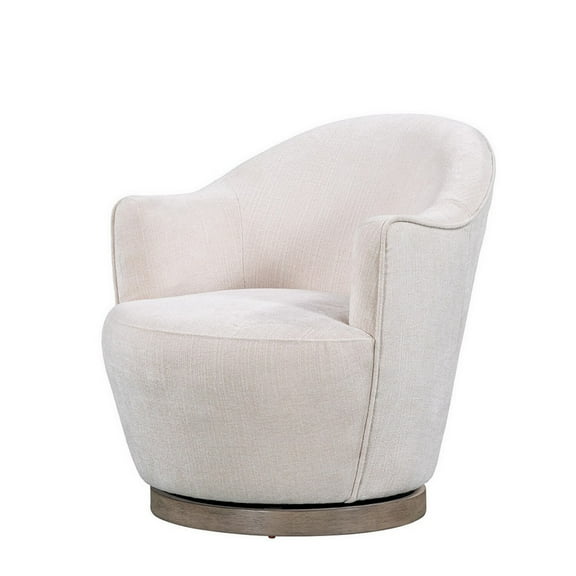 Benjara Sofi 32" Plush Swivel Chair- Cushioned Seating- Cream White Upholstery