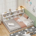 thumbnail image 6 of Costway Full Size Montessori Floor Bed with Bookcase Storage Shelves & Safety Fence Rails White, 6 of 11