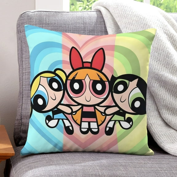 ZHANGCAIFENG The Powerpuff Girls-themed plush velvet Pillow Cover Case Gifts Pillowcase Home Decorative Throw Cushion Birthday Present Fans Lover