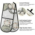 thumbnail image 2 of Yayeee Double Oven Mitt Kitchen Heat Resistant Baking 35" x7" Quilted Glove, Green Cute Cat, 2 of 6