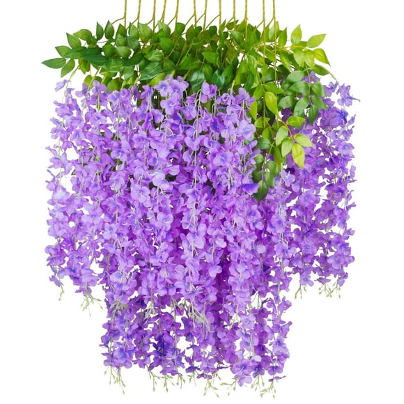 fsxdhpcsgfc 12Pcs Wisteria Vines 3.6 Feet Wisteria Hanging Garlands With Flowers For Wedding Home Purple Flowers Fall Colors Flower Arrangements in Containers Roses Flower Jasmine Flowers Wedding