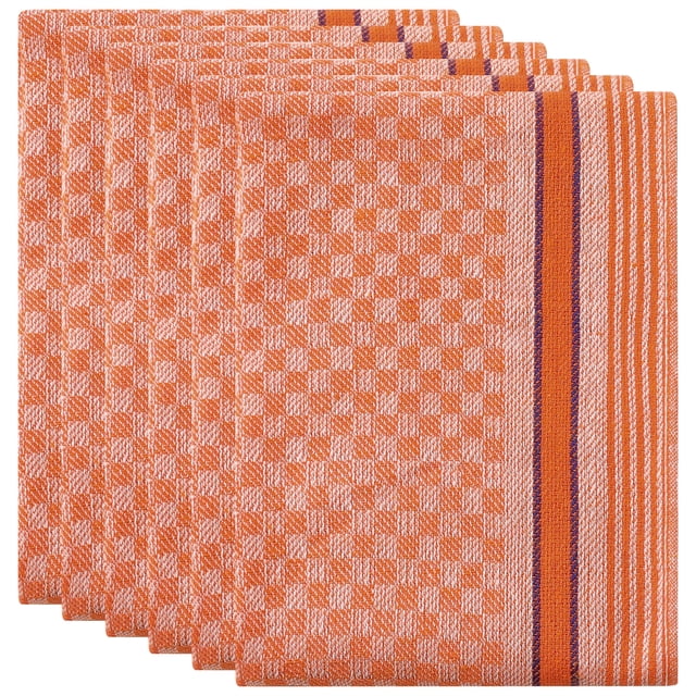 REGALWOVEN Paños de cocina de tejido waffle 6 piezas toallas de cocina de algodón naranja 15"x25"