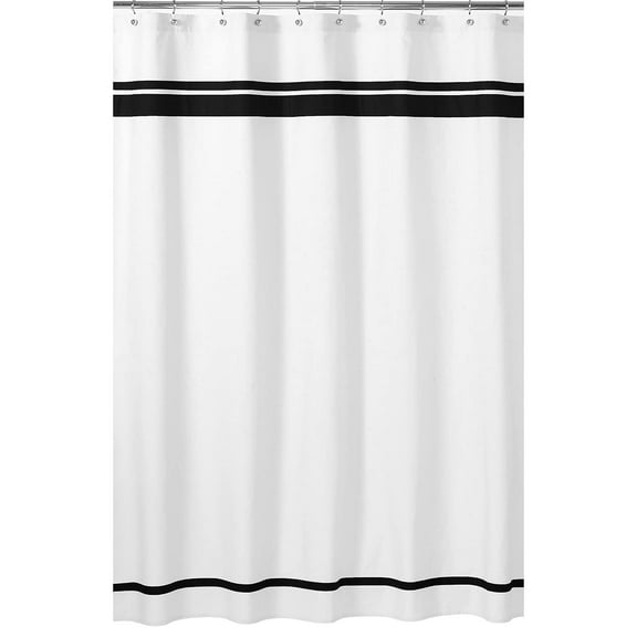 Sweet Jojo Designs Hotel White and Black Fabric Shower Curtain 72x72